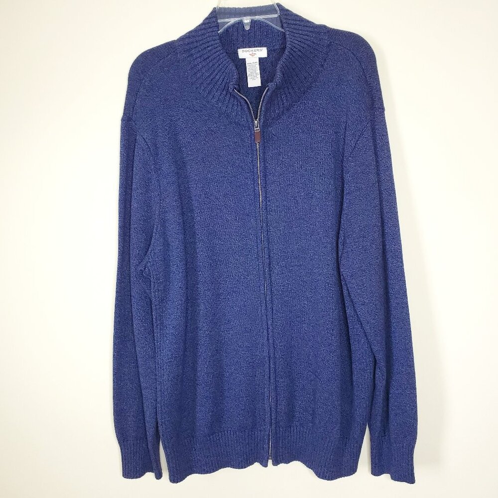 Dockers Men's Blue Zipper Front Long Sleeve Sweater SZ XXL
